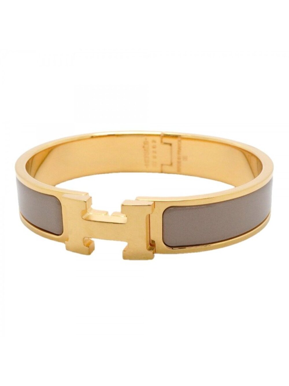 Hermes Bangle Clic Clac PM Gold Plated Beige Bracelet